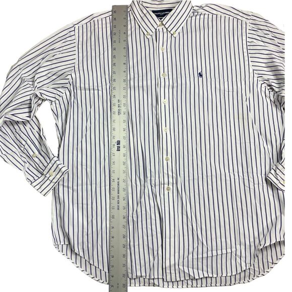 Ralph Lauren Golf Shirt Mens XL Purple Striped Button Down Tilden Cotton Pony LS - Picture 2 of 12